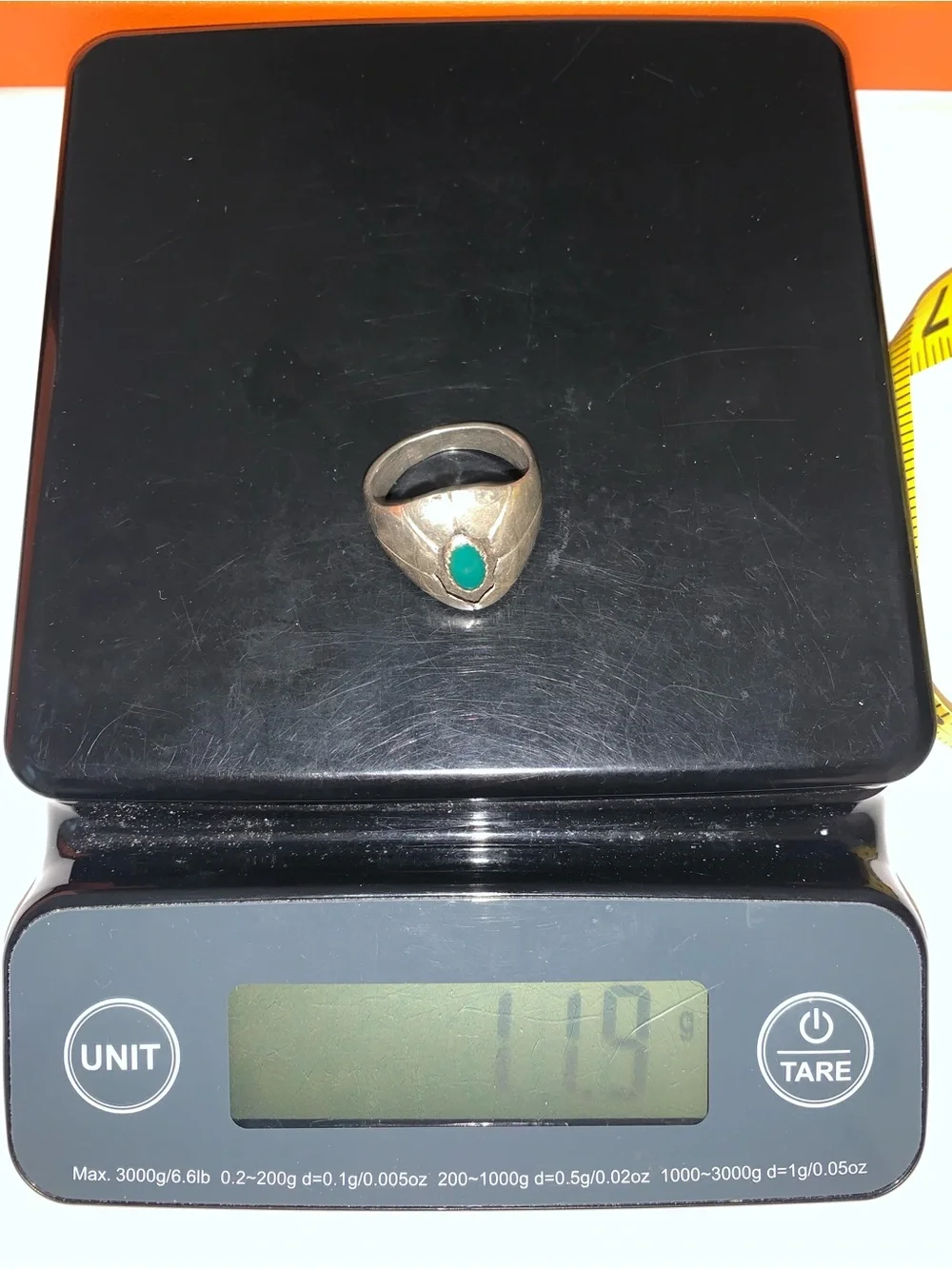 Vintage Sterling Navajo Turquoise Sterling Silver Shadowbox Ring Size 10 3/4 12g
